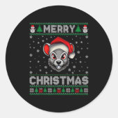Merry Christmas 2025 Rat Santa Hat Ugly Xmas  Ronde Sticker (Voorkant)