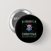 Merry Christmas 2025 Rhino Santa Hat Ugly Xmas Lon Ronde Button 5,7 Cm (Voorkant /achterkant)