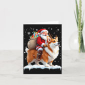 Merry Christmas 2025 Santa Riding Corgi Dog Xmas  Kaart (Voorkant)
