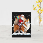 Merry Christmas 2025 Santa Riding Corgi Dog Xmas  Kaart (Gele Bloem)