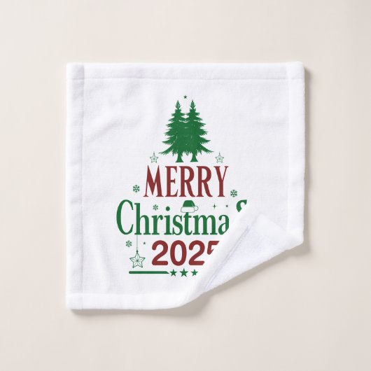 Merry Christmas 2025 White Bad Handdoek (Wasdoekje)