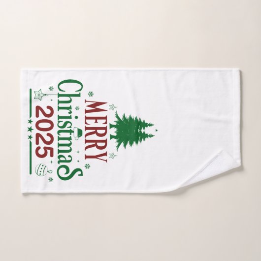 Merry Christmas 2025 White Bad Handdoek (Handdoek)