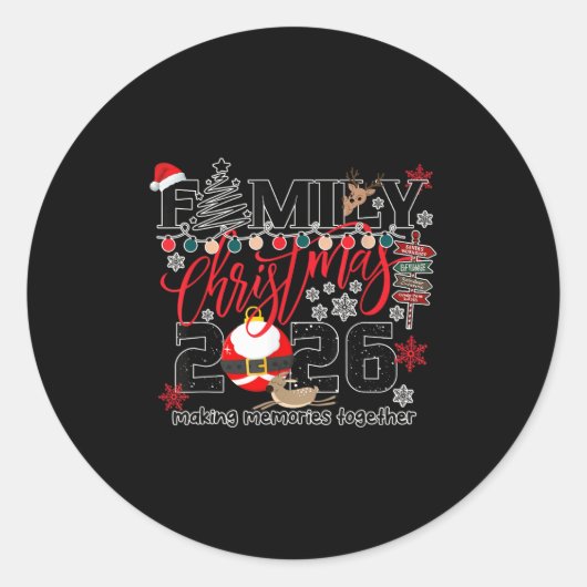 Merry Christmas 2026 Women, Men Shirt Ronde Sticker (Voorkant)