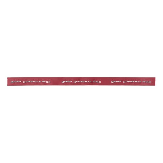 Merry Christmas 20XX Personalized Ribbon Burgundy Satijnen Lint (Voorkant)