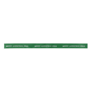 Merry Christmas 20XX Personalized Ribbon Green Satijnen Lint