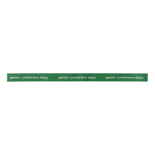 Merry Christmas 20XX Personalized Ribbon Green Satijnen Lint (Voorkant)