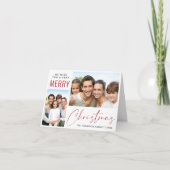 Merry Christmas 2 Photo Red Script Feestdagen Kaart (Voorkant)