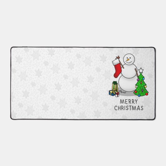 Merry Christmas 2 Tree Stocking Snowman Bureaumat (Voorkant)