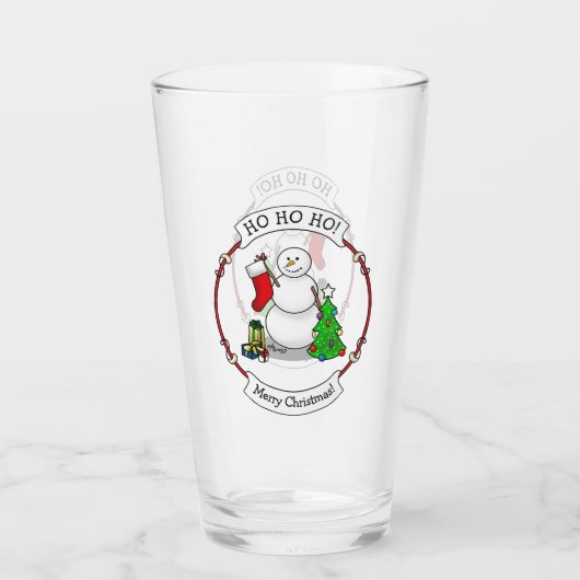 Merry Christmas 2 Tree Stocking Snowman Glas (Achterkant)