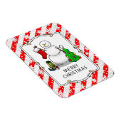 Merry Christmas 2 Tree Stocking Snowman Magneet (Rechterzijde)