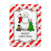 Merry Christmas 2 Tree Stocking Snowman Magneet (Verticaal)