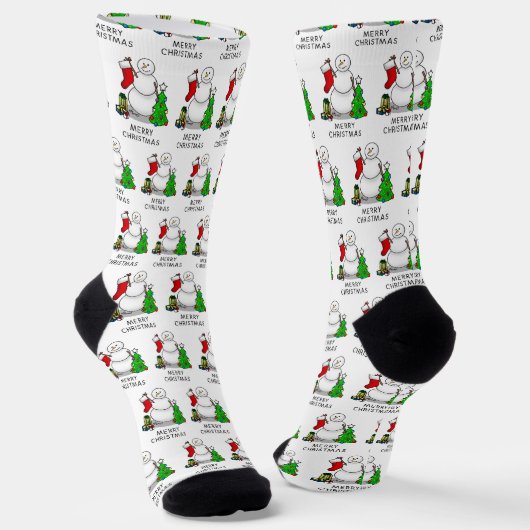 Merry Christmas 2 Tree Stocking Snowman Sokken (Gebogen)