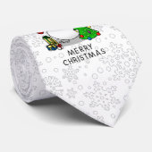 Merry Christmas 2 Tree Stocking Snowman Stropdas (Opgerold)