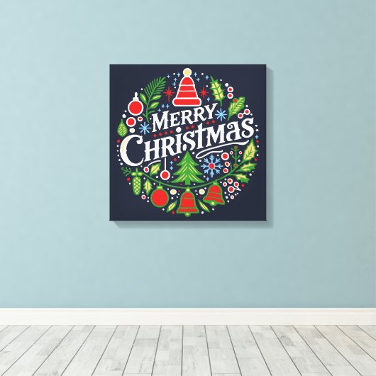 Merry Christmas 3 Canvas Afdruk (Insitu (Houten vloer))