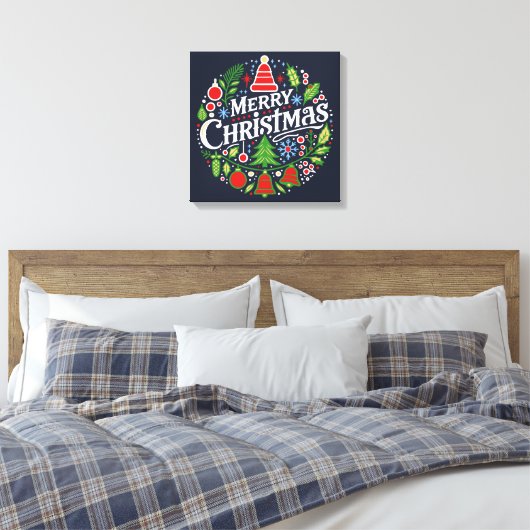 Merry Christmas 3 Canvas Afdruk (Insitu (Slaapkamer))