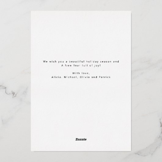 Merry Christmas 3 foto collage elegant rood goud Folie Feestdagenkaart (Achterkant)