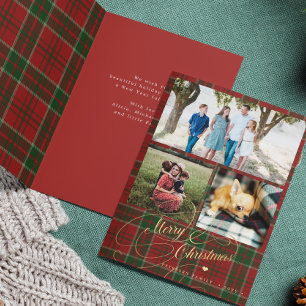 Merry Christmas 3 foto collage plaid gevouwen Feestdagen Kaart
