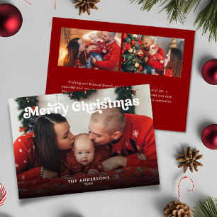 Merry Christmas 3-foto Retro Typografie Bericht Feestdagenkaart