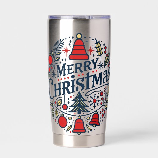 Merry Christmas 3 Geïsoleerde Drinkbeker (Voorkant)