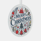 Merry Christmas 3 Glas Ornament (Voorkant Rechts)