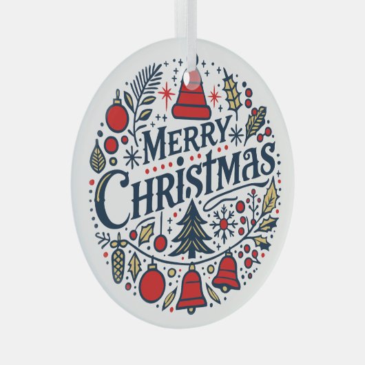 Merry Christmas 3 Glas Ornament (Voorkant Rechts)