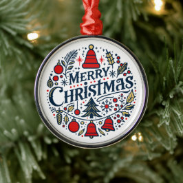 Merry Christmas 3 Metalen Ornament