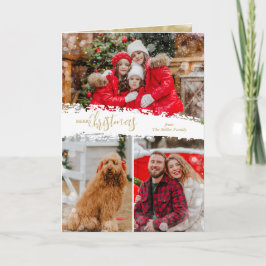 Merry Christmas 3 Photo Collage Folded Feestdagen Kaart