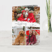 Merry Christmas 3 Photo Collage Folded Feestdagen Kaart (Voorkant)