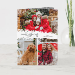 Merry Christmas 3 Photo Collage Folded Feestdagen Kaart