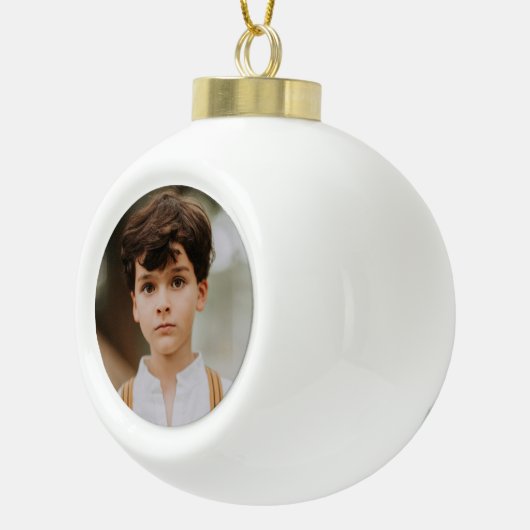 Merry Christmas 3 Photo Collage Gold Keramische Bal Ornament (Rechts)