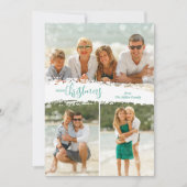 Merry Christmas 3 Photo Collage Holiday Card Feestdagenkaart (Voorkant)