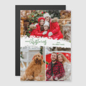 Merry Christmas 3 Photo Magnetic Holiday Card (Voorkant / Achterkant)