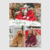 Merry Christmas 3 Photo Magnetic Holiday Card (Voorkant)