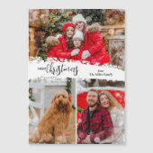 Merry Christmas 3 Photo Magnetic Holiday Card (Voorkant)