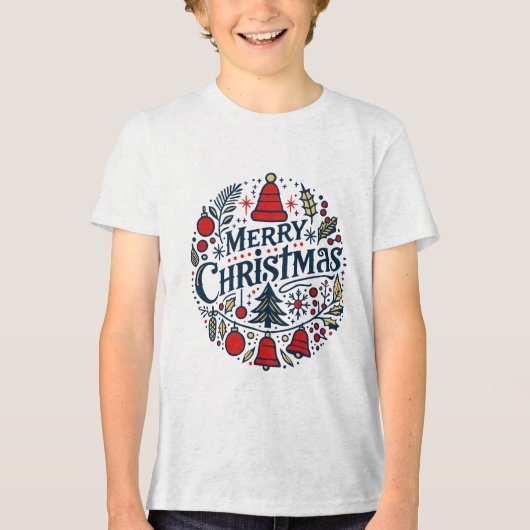 Merry Christmas 3 Tri-Blend Shirt (Voorkant)