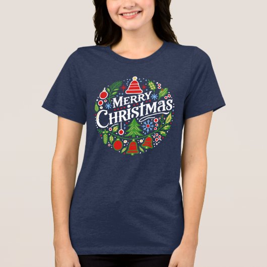 Merry Christmas 3 Tri-Blend Shirt (Voorkant)