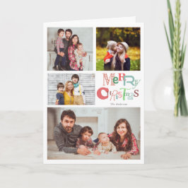 Merry Christmas 4 Fotocollage Typografie Schattige Feestdagen Kaart