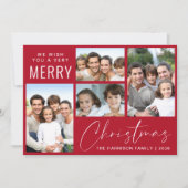 Merry Christmas 4 Fotoscript Rood Feestdagenkaart (Voorkant)