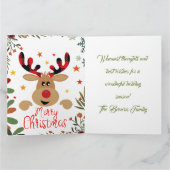 Merry Christmas 4 Photo Collage Green Holiday Card Kaart (Binnen)