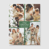 Merry Christmas 4 Photo Collage Magnetic Card (Voorkant)