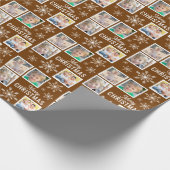 Merry Christmas 4 Photos Snowflake Christmas Brown Cadeaupapier (Hoek)