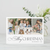Merry Christmas 5 photos elegant calligraphy Feestdagenkaart (Staand voorkant)