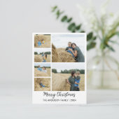 Merry Christmas 6-Fotogrid met Familienaam Feestdagenkaart (Staand voorkant)