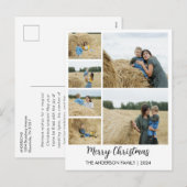 Merry Christmas 6-Fotogrid met Familienaam Feestdagenkaart (Voorkant / Achterkant)