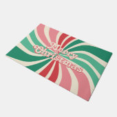 Merry Christmas 70s Peppermint Colors Sunburst Deurmat (Schuin)