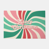 Merry Christmas 70s Peppermint Colors Sunburst Deurmat (Voorkant)