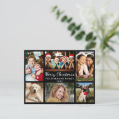 Merry Christmas 7 Photo Collage Zwart Feestdagenkaart (Staand voorkant)