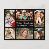 Merry Christmas 7 Photo Collage Zwart Feestdagenkaart (Voorkant)