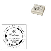 Merry Christmas Aangepast Script Adres Krans Rubberstempel (Gestempeld)