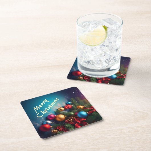 Merry Christmas Aangepaste gepersonaliseerde tekst Kartonnen Onderzetters (Insitu)